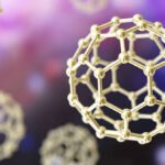 3D illustration of nanoparticles on colorful background